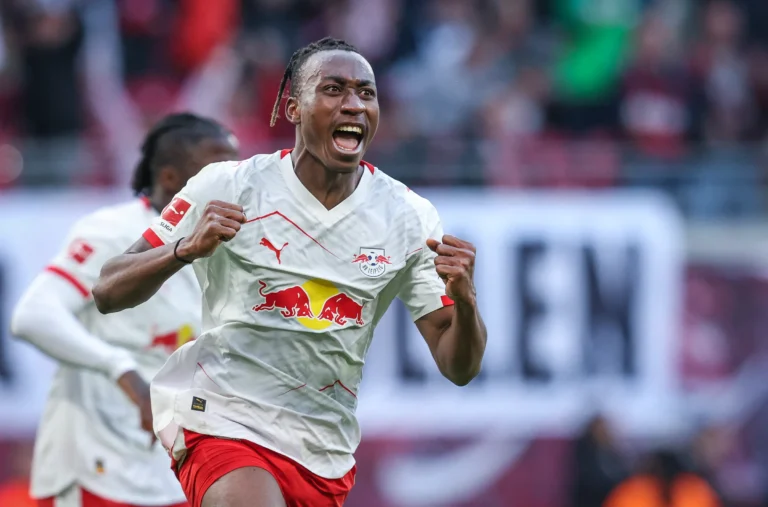 Yan Diomande in action for RB Leipzig during the Bundesliga transfer window 2026