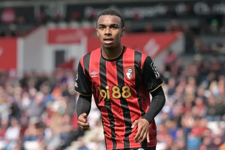 Eli Junior Kroupi in action for Bournemouth — Barcelona transfer target summer 2026